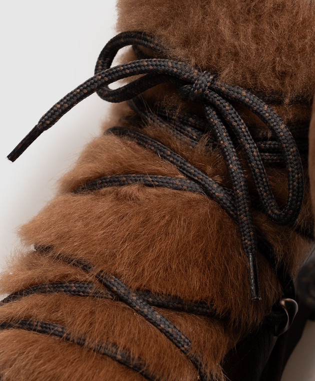 Brunello Cucinelli Коричневые кожаные мунбуты на меху MZSLG3427 изображение 5
