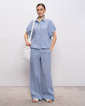 Peserico Голубая рубашка из льна S06448D02600