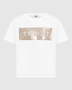 Twinset Белая футболка с пайетками 261LB2SAA