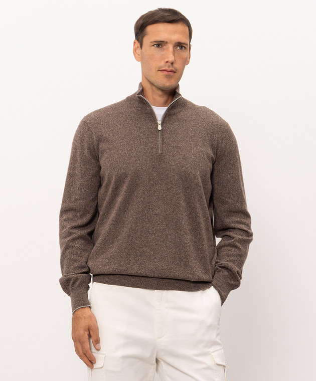 Brunello Cucinelli Коричневий джемпер з кашеміру MQS00124 зображення 3