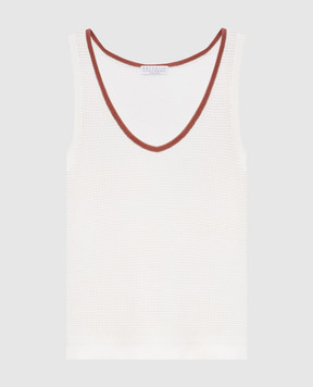 Brunello Cucinelli Ажурний топ кольору айворі M19225720