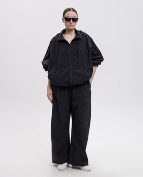 Maison Margiela MM6 Чорна вітровка з вишивкою логотипа SH0AM0083M35732