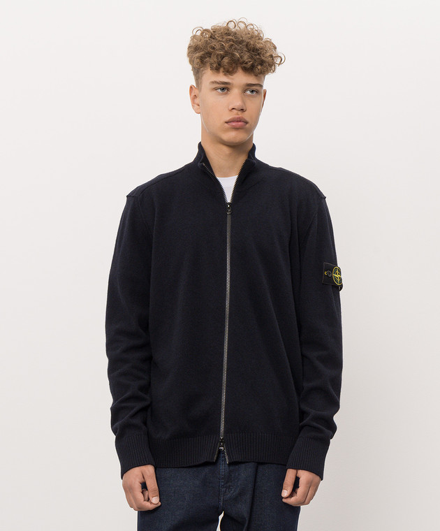 Stone Island Синий кардиган из шерсти L2S155100023S00B4 изображение 3
