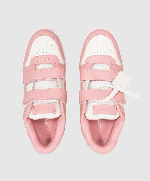 Off-White Дитячі рожеві шкіряні кросівки Out Of Office з емблемою OF06413655 зображення 4