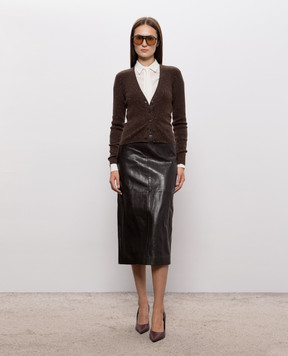 Brunello Cucinelli Коричневий кардиган з кашеміром в рубчик M9A822206