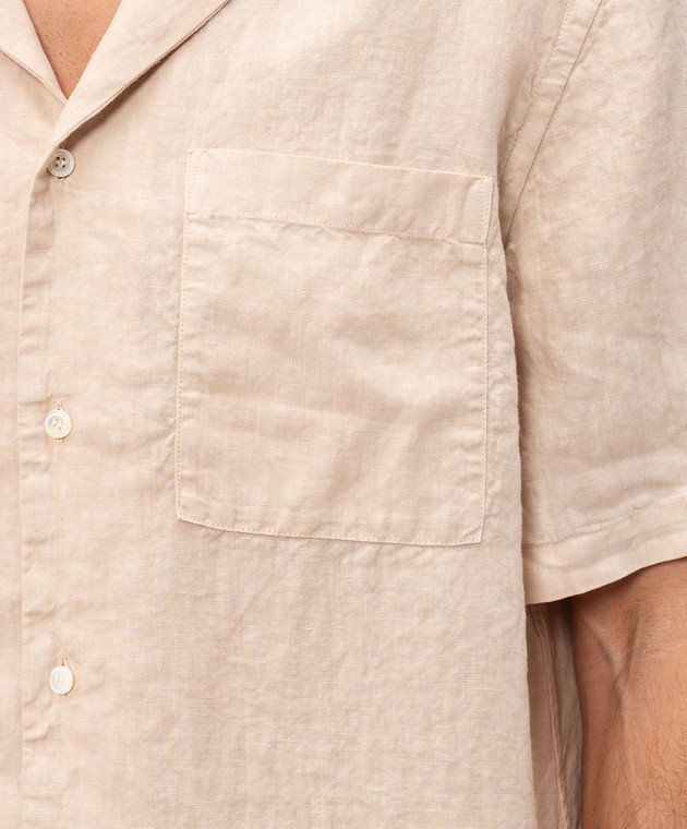 Peserico Бежевая рубашка с короткими рукавами из льна R56049T002494 изображение 5