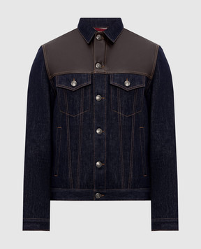 Brunello Cucinelli Синя джинсова комбінована куртка M233P6026