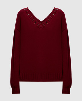 Twinset Бордовый пуловер с кристаллами 262AP3261