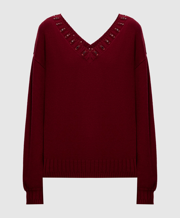 Twinset Бордовый пуловер с кристаллами 262AP3261