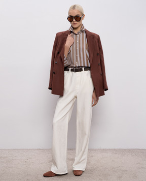 Brunello Cucinelli Коричневая рубашка в полоску MH749MX716