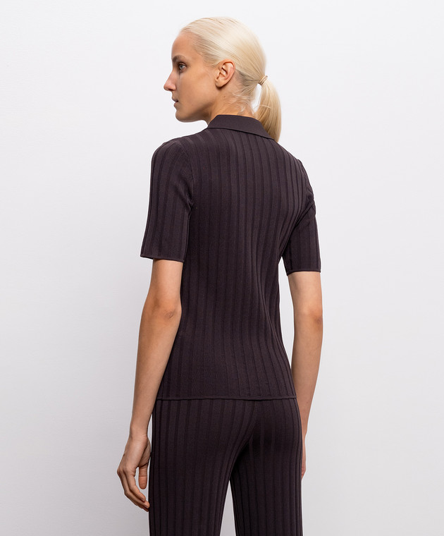 Sporty & Rich Коричневое поло в рубчик WS069711302BR29 изображение 4