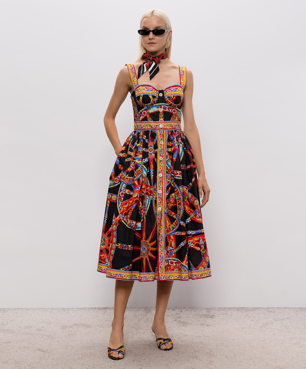 Dolce&Gabbana Чорна сукня в принт F615YTGDDTF зображення 2