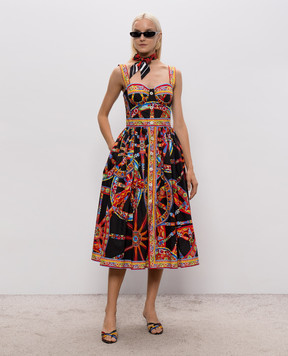 Dolce&Gabbana Черное платье в принт F615YTGDDTF