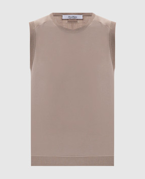 Max Mara Бежевий топ GINSENG з шовку та кашеміру MXMGINSENG