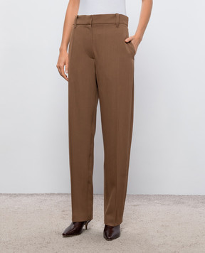 Brunello Cucinelli Коричневые брюки с шерстью MG548P9277