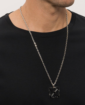 Off-White Сріблястий ланцюжок з емблемою OMOB157C99MET001