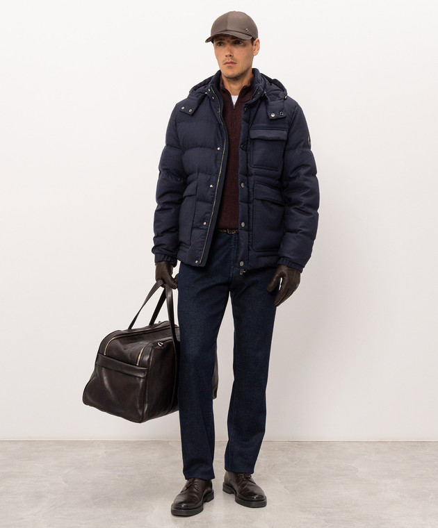 Stefano Ricci Синий пуховик из шерсти M6J6300050W0001V изображение 2