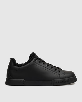 Dolce&Gabbana Черные кожаные кроссовки Portofino CS2373AQ076