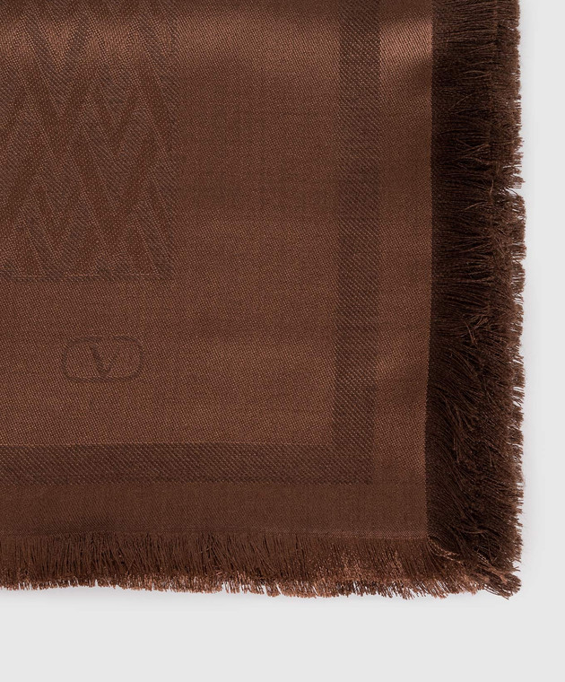 Valentino Коричневый платок из шелка и шерсти 9W2EB104HKS изображение 4