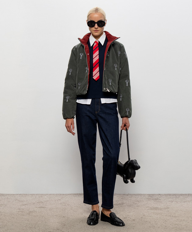 Thom Browne Голубая футболка с нашивкой логотипа FJS036A05398 изображение 2