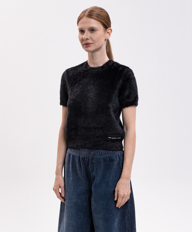 Alexander Wang Черный топ с нашивкой логотипа 1KC4261114 изображение 3