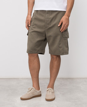 Brunello Cucinelli Шорты-карго цвета хаки со льном MP44DU0075