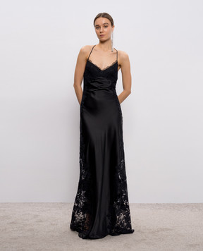 Ermanno Scervino Чорна сукня максі з мереживом D482Q311APXZV