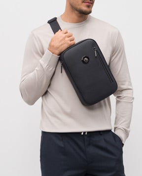 Stefano Ricci Синяя кожаная сумка-слинг с эмблемой с рутениевым покрытием ND200UVD