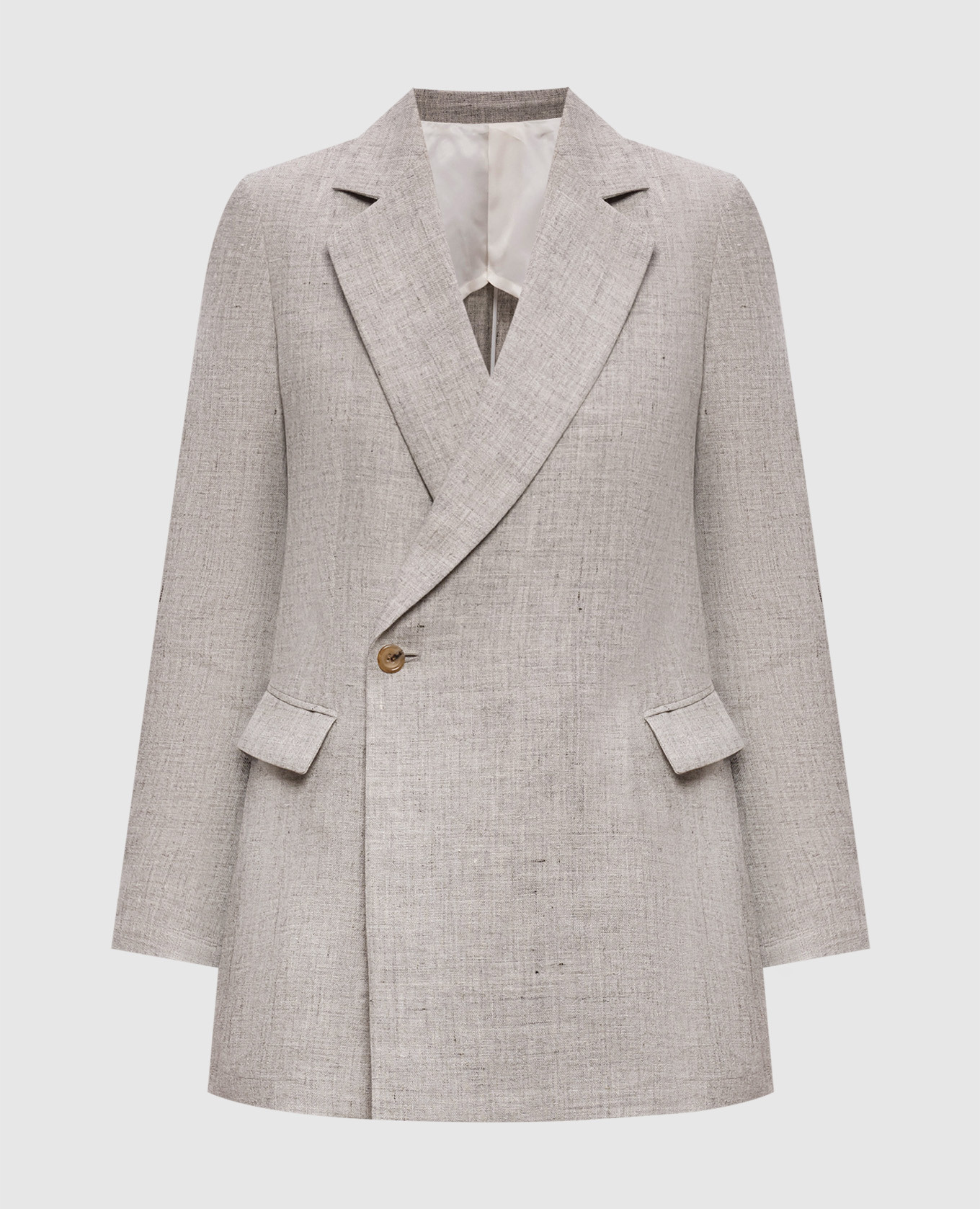 Серый жакет из льна