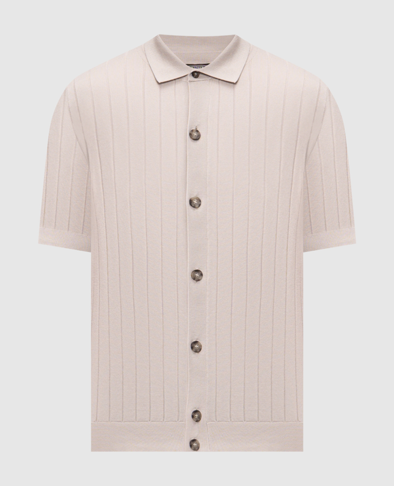 Бежевая рубашка с шелком с короткими рукавами