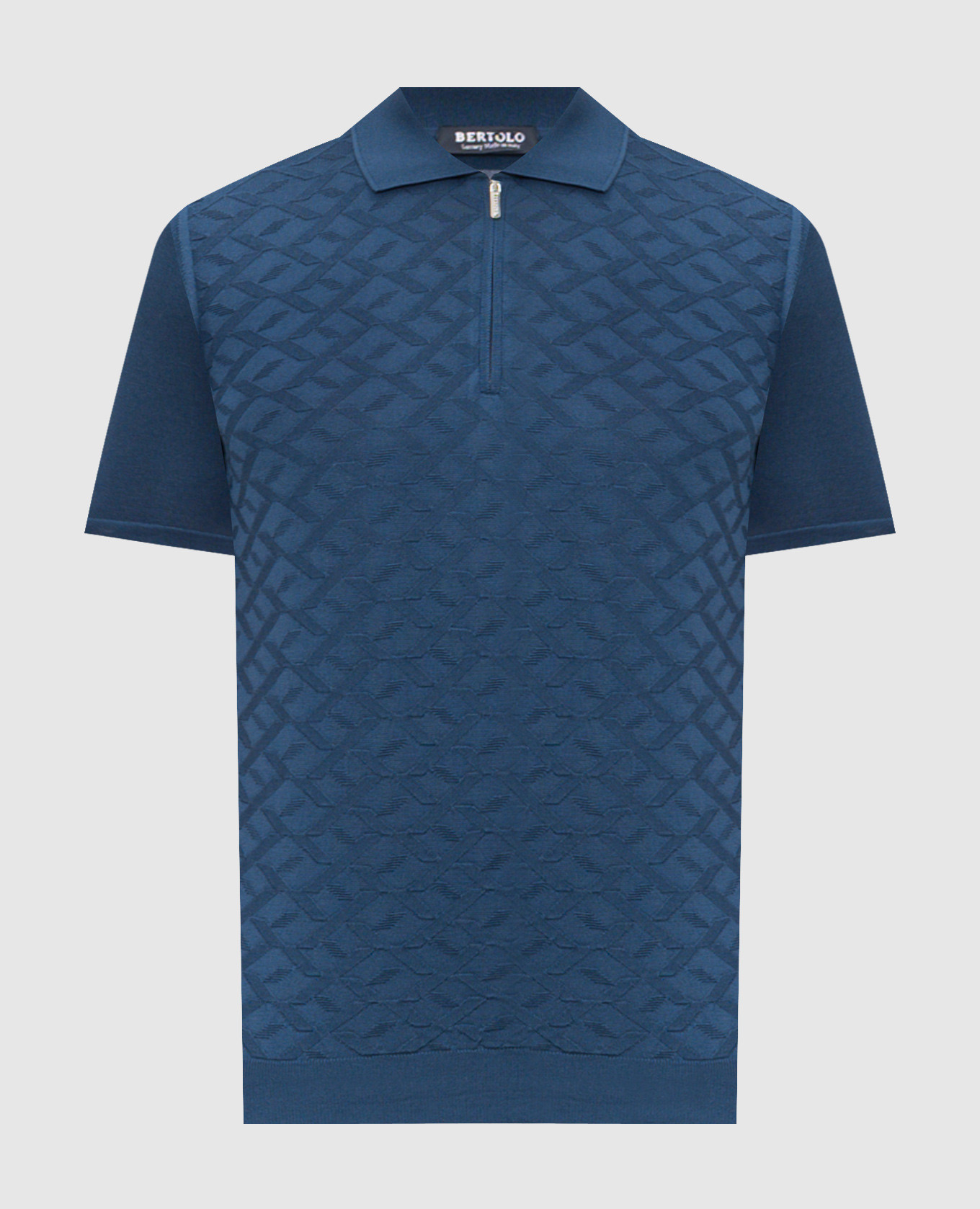 Синее поло из шелка в узор