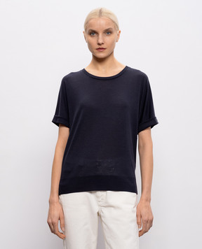 Herno Темно-синяя футболка с отворотами JG000312D52056