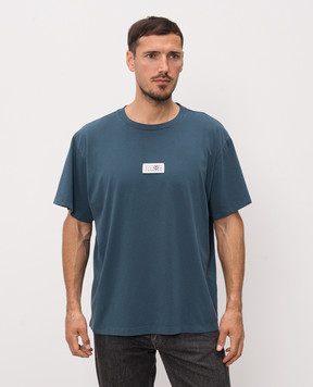 Maison Margiela MM6 Синяя футболка с нашивкой SH0GC0071M20258