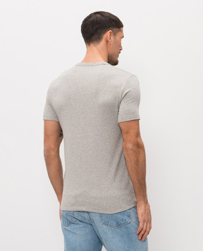 Tom Ford Сіра меланжева футболка з нашивкою логотипа T4M081040