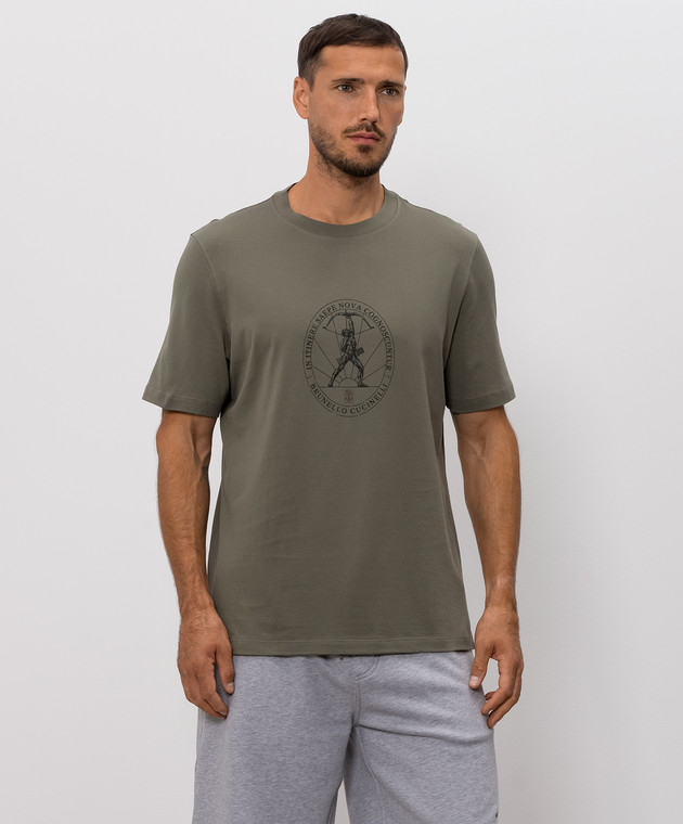 Brunello Cucinelli Футболка цвета хаки с принтом M0B138519 изображение 2