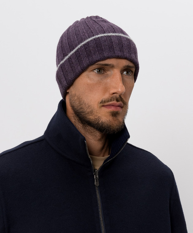 Brunello Cucinelli Фіолетова шапка з кашеміру M2240900 зображення 2