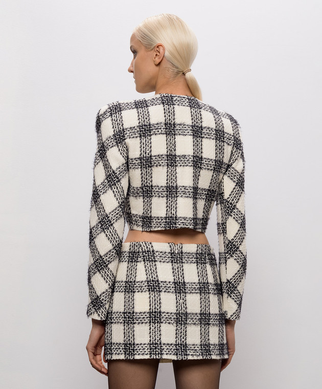 Vetements Укорочений жакет кольору айворі в клітинку WH27JA025WC зображення 4