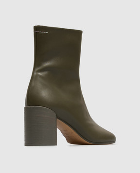 Maison Margiela MM6 Шкіряні ботильйони кольору хакі S59WU0235P3628