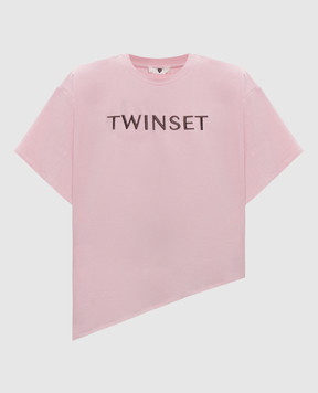 Twinset Рожева футболка з вишивкою логотипа 262LI2HLL