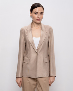 Peserico Бежевий жакет з льоном з брендовим патчем S01163F01921