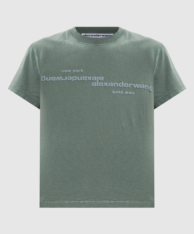 Alexander Wang Зеленая укороченная футболка с фактурным логотипом 1CC3261386