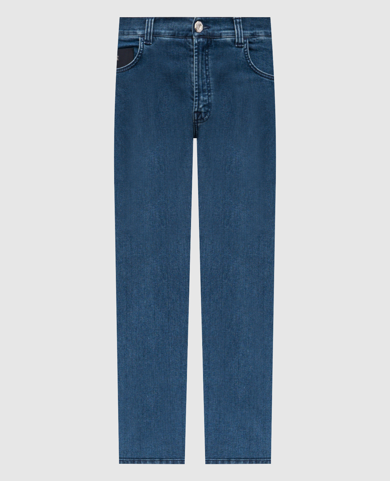 

Синие джинсы с нашивкой логотипа, Тёмно-синий, Зауженные джинсы