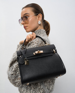 Gianni Notaro Черная кожаная сумка-сетчел Dollaro 099DOLLAROORO