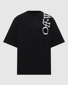 Off-White Чорна футболка з контрастним логотипом 44MAA120F26J010