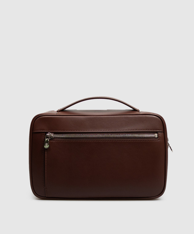 Brunello Cucinelli Коричневый кожаный несесер MWZNBU441 изображение 2