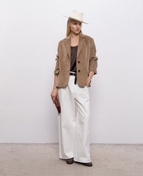 Brunello Cucinelli Коричневый топ из шелка MPC59E0600