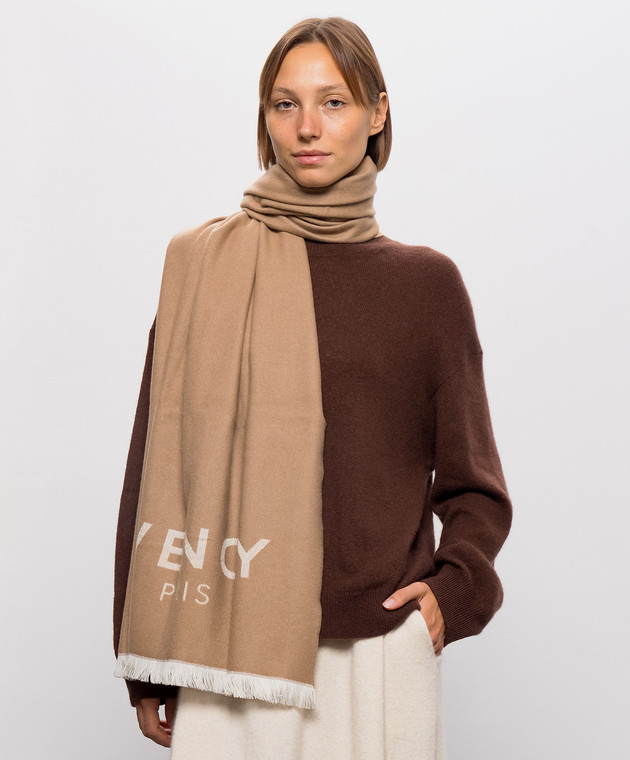 Givenchy Бежевий палантин з вовни та кашеміру 710010177001 зображення 2