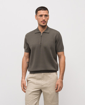 Stefano Ricci Поло цвета хаки из шерсти, кашемира и шелка в узор W505507P31W26150