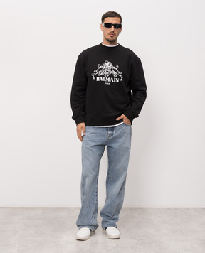 Balmain Черный свитшот с принтом HH1JQ130BD65