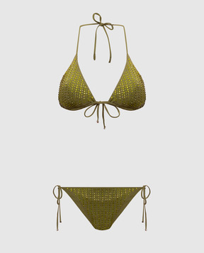 Venuja Зеленый купальник MALIBU с кристаллами BI005A